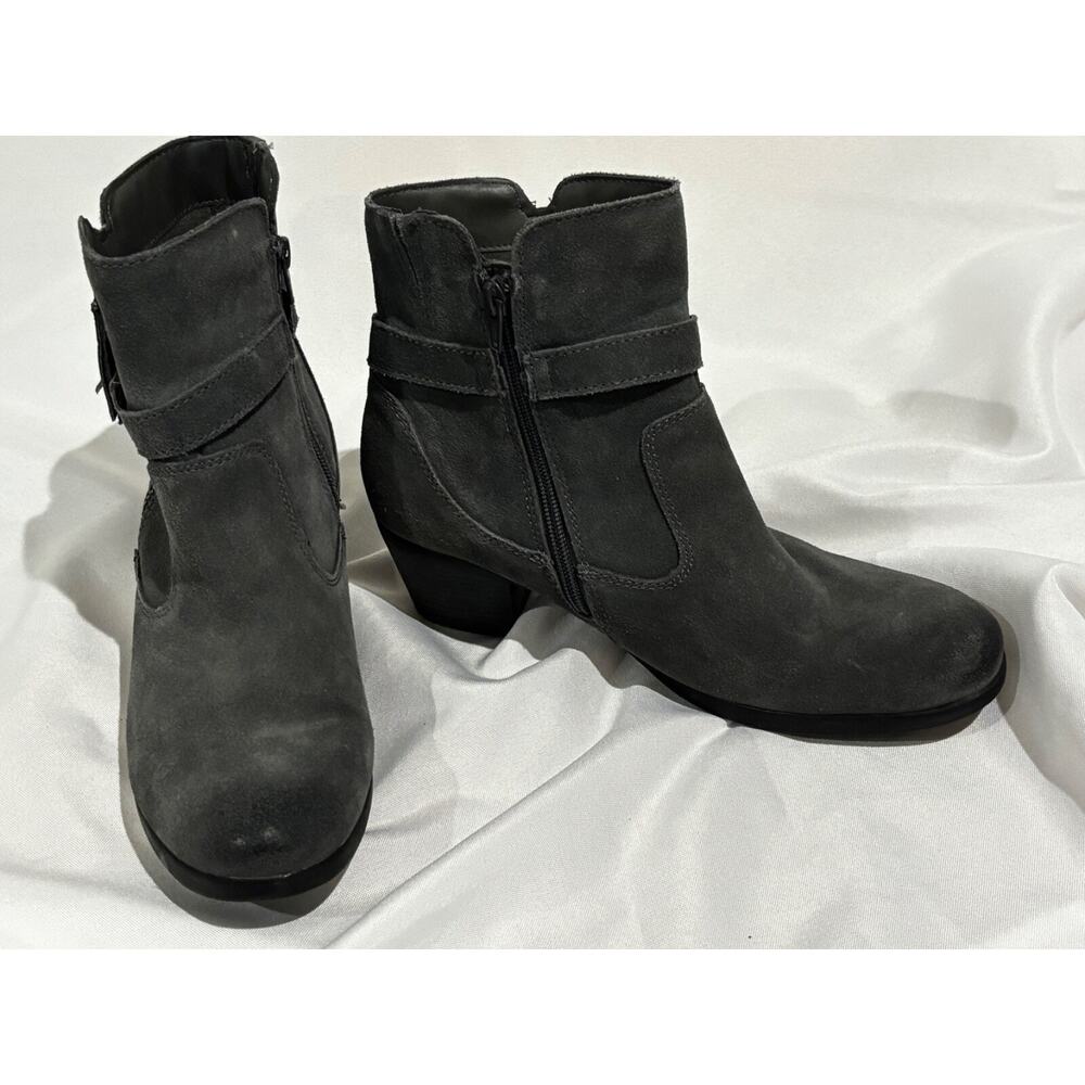 Earth Origins Suede Ankle Boots, Grey‎ buckles tassel Women Sz 10 Tori Moto chic